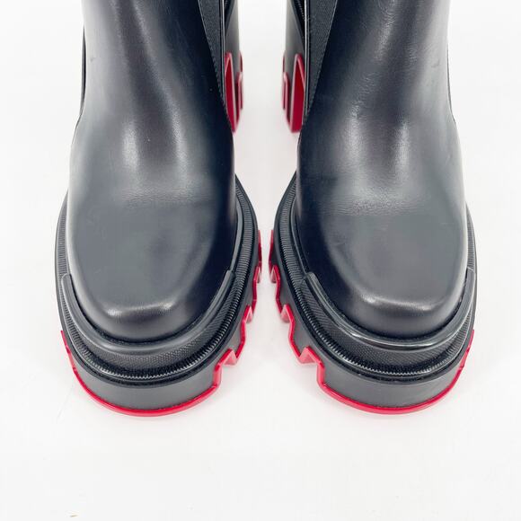 Christian Louboutin Marchacroche Duna Black Calf Leather Lug Sole Ankle Boots 39 - Picture 6 of 13